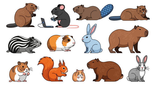 Diverse Collection of Adorable Rodents and Small Mammals.