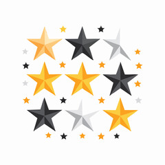 Fototapeta premium Collection of Stars in Yellow, Gray, and White