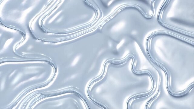 Slow motion close up of metallic liquid flowing and morphing on reflective surface in studio lighting setup