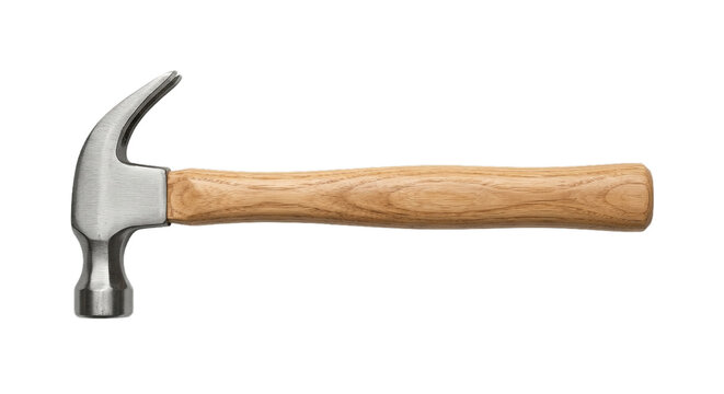 Classic claw hammer with a wooden handle, a tool for construction and DIY projects