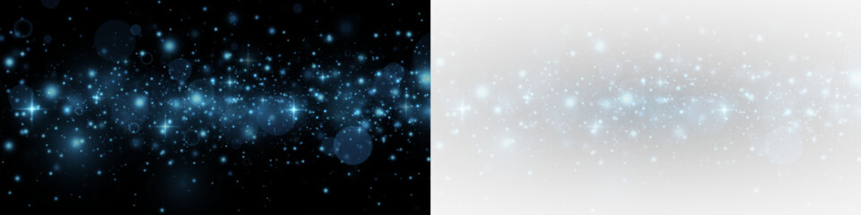 Glistering particles and magic light burst, transparent overlay with festive confetti and sparkling texture. © FlammaChe