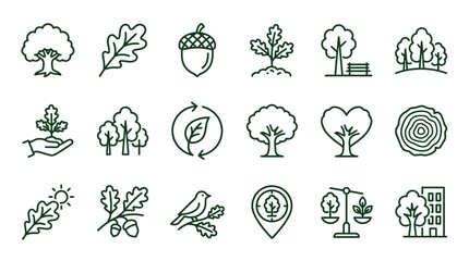Fototapeta premium Collection of tree and leaf icons.