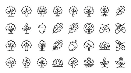Obraz premium Collection of various tree icons.