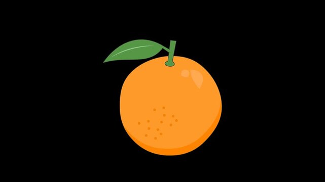 Seamless loop animation of an orange fruit moving up and down with its green leaf swaying against a transparent alpha channel backdrop layout