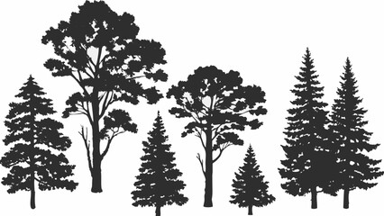 Fototapeta premium tree silhouettes on white background trees black