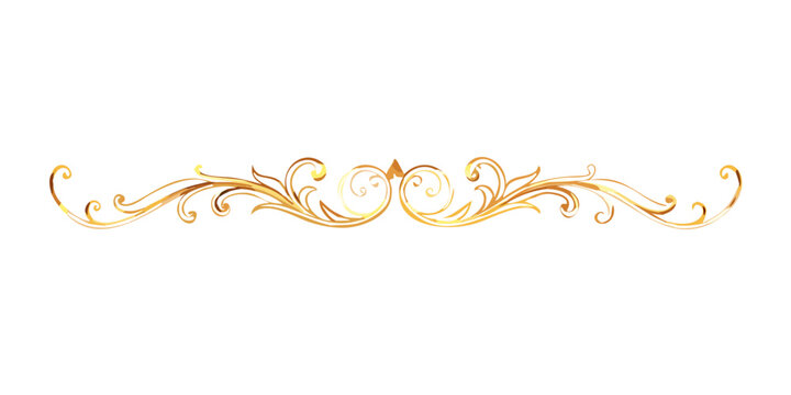 Ornate golden filigree scrollwork divider, vector