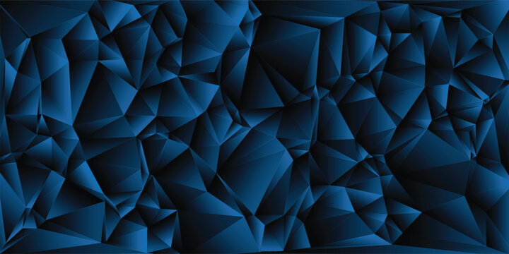 Blue Low Poly Faceted Surface with Dark Geometric Depth abstract vector