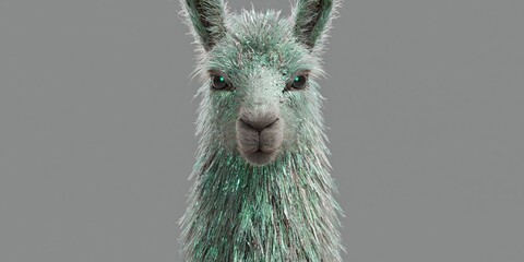Obraz premium robotic llama with metallic mechanical fur