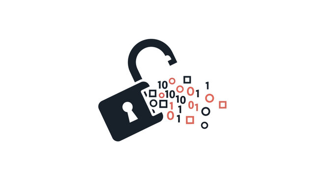 Open Padlock with Binary Code.