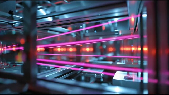 Innovation in energy technology at a laboratory showing advanced laser systems operating in real time