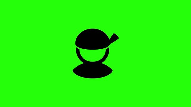 Clean 4K horizontal video showing a silhouette of a pirate crew member bandit avatar character wearing a bandana hat bouncing. High quality popup graphic.