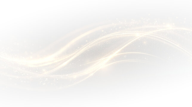Golden flowing wavy light lines with sparkling energy motion abstract luxury background illustration.