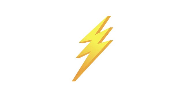 Yellow lightning bolt icon on a white background for energy concepts doodle animated 4k stock video