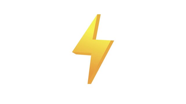 Golden lightning bolt icon in 3d isolated on white background symbolizing energy doodle animated 4k stock video