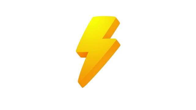 A bright yellow 3d lightning bolt icon on a white background doodle animated 4k stock video