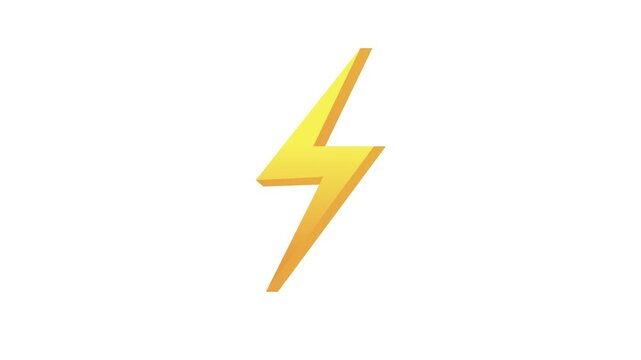 Yellow lightning bolt icon on a white background for energy concepts doodle animated 4k stock video