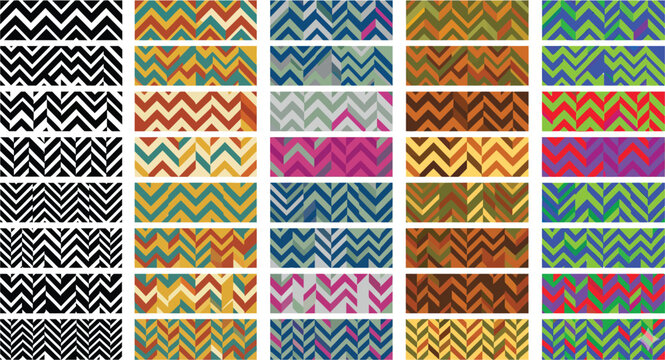 Zigzag Patterns in Various Colors and Styles for Versatile Design Use Featuring Flat Vector, Illustration, Minimalist with Copy Space and Graphic