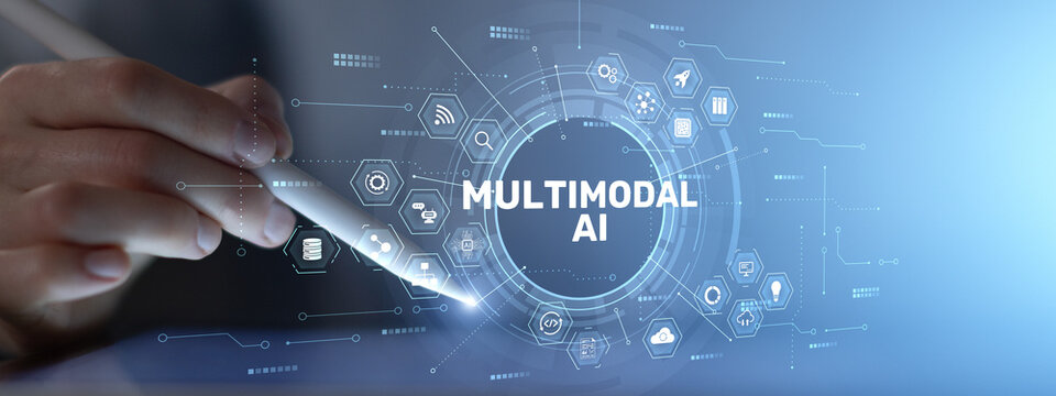 AI Artificial Intelligence Multimodal Integration with Digital Icons Interface Concept