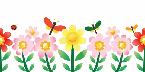 flowers and butterflies vector illustration ladybug nature © bashanti