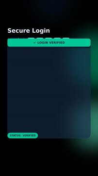 Secure Login UI Animation with Verification Process. Cybersecurity and Data Protection Motion Graphics. Vertical User Interface for App