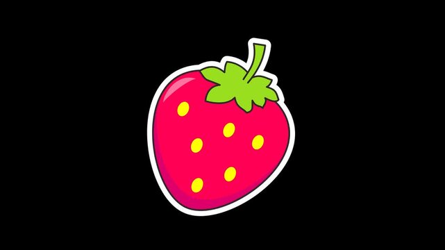 Seamless loop animation of a strawberry fruit swaying gently over an isolated transparent alpha channel background canvas layout for food graphic overlay