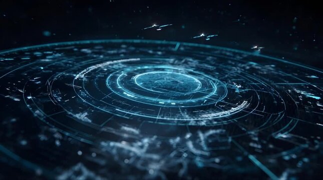 Advanced digital data stream emanating from circular center (AI Generated)