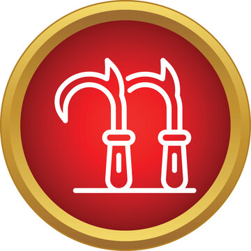 Traditional japanese ninja kusarigama icon in flat style