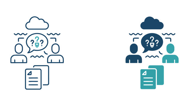Collaborative brainstorming session and knowledge sharing vector icon set for corporate communication and team project management