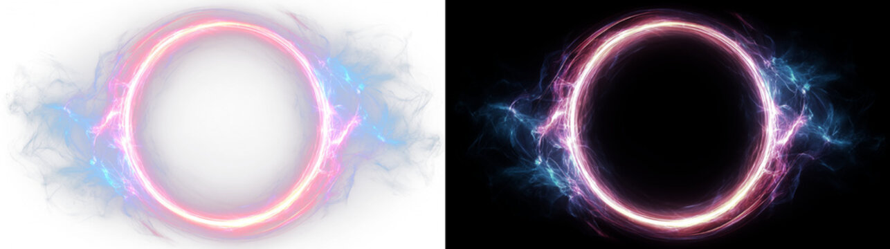 Neon energy portal glowing abstract ring futuristic vortex illustration.
