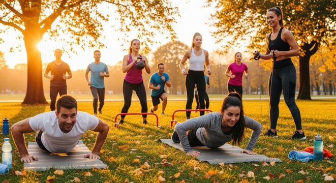 Group Outdoor Workouts in a Park