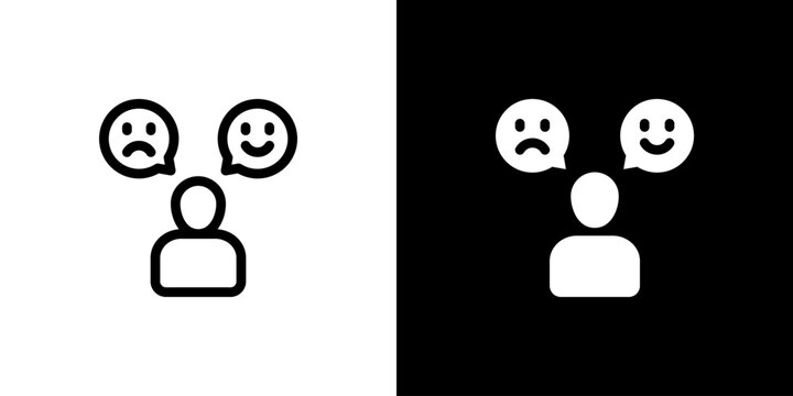 User Feedback Emotion Client Icon concept with flat Black White Background. Vector illustration.