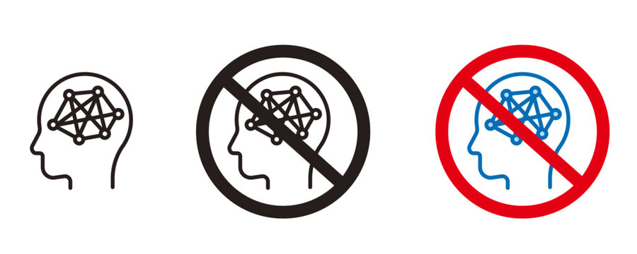 AI禁止のアイコン。生成AI禁止、AI学習禁止、No AIを伝えるデザイン。"No AI generation,"