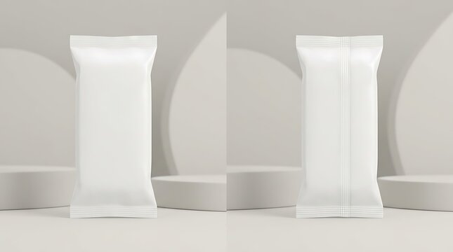 Blank white candy wrapper mockup front and back view for food packaging branding design display and marketing template
