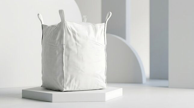 White industrial bulk bag mockup for dry materials logistics shipping storage supply chain distribution warehouse
