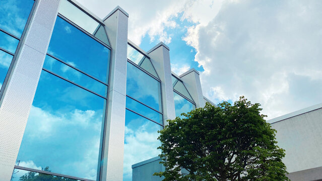 Office building. Glass skyscrapers in business center. Architecture, commercial real estate