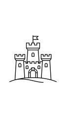 Naklejka premium A simple black and white line art illustration of a classic sandcastle.