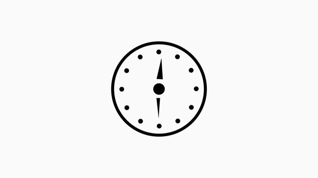 Minimalist clock face with hour and minute hands showing time abstract black and white illustration