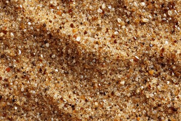 Fototapeta premium Close-up macro of textured golden-brown sand with varied grain sizes