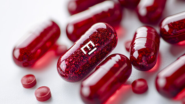 Red Capsules Are Scattered on a Table Showing Nutritional Supplements and Vitamins in a Close View During Daylight