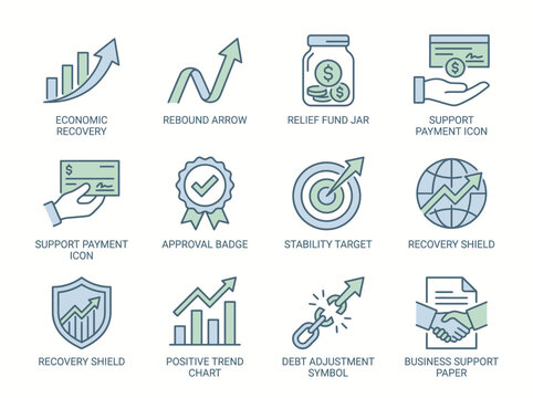 Financial Business Icons Set: Growth, Payment, and Analysis