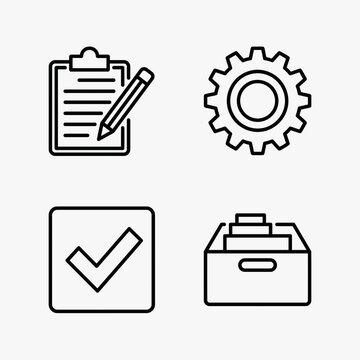 Industrial icons for requisition, checklist, and workflow