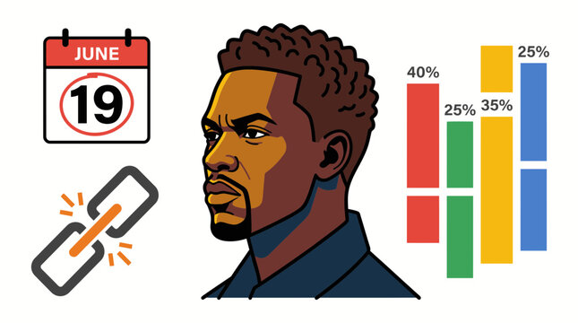 Juneteenth Man Profile Graphic for Freedom Celebration