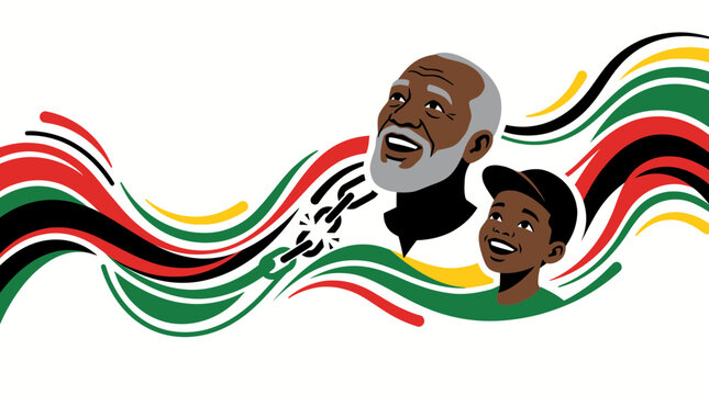Juneteenth Celebration: Elder and Child Looking Upwards
