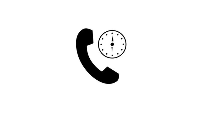 Customer service call concept with clock symbolizing waiting time in minimalist black and white style
