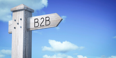 B2B, business to business - wooden signpost with one arrow © PX Media