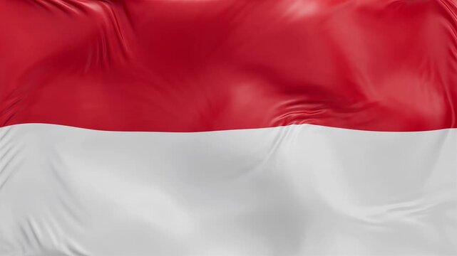 Indonesia flag waving Seamless silk flag 3d animation slow motion Looping