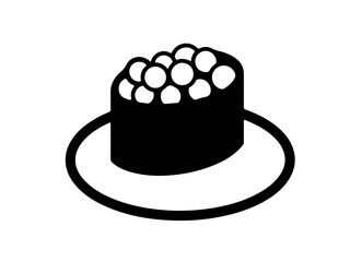 Black gunkan maki sushi silhouette icon isolated on white © Fitri