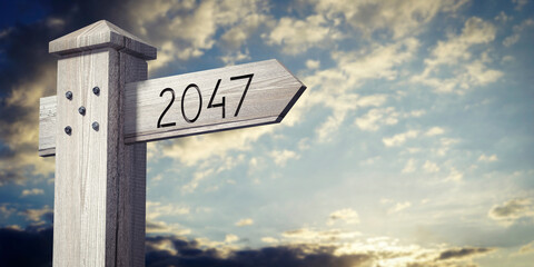 2047 - wooden signpost with one arrow © PX Media