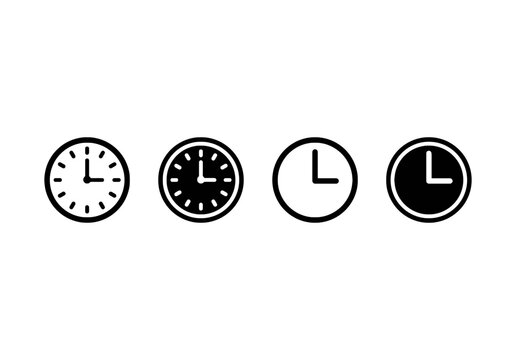 Set of four black clock icons for time management with time icon web interface element management schedule deadline