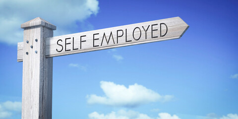Self employed - wooden signpost with one arrow © PX Media